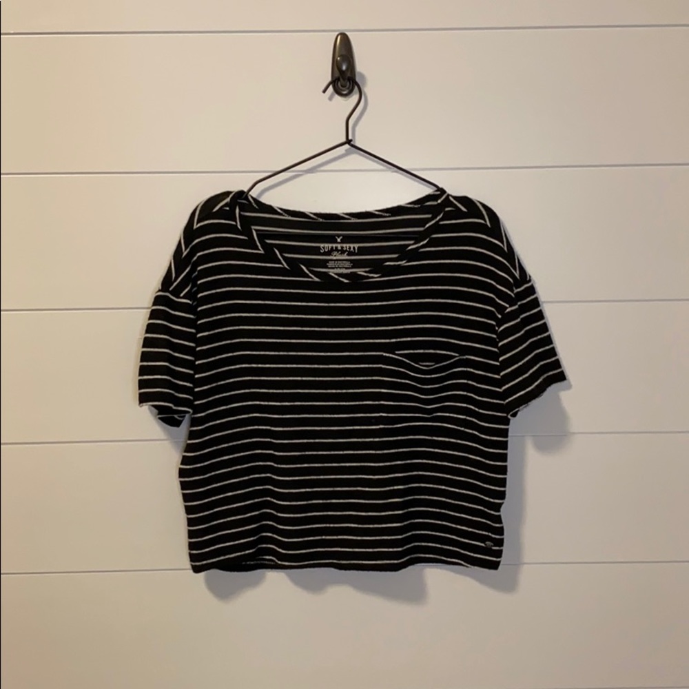 American Eagle Super Soft Cropped Stripe Shirt